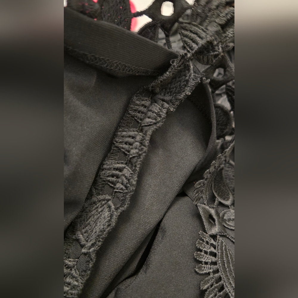 Lauren Ralph Lauren black embroidered lace LBD illusion sleeveless dress sz 10 - Picture 7 of 9